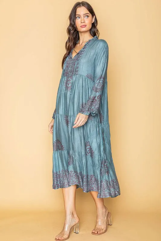 Teal Bohemian Onesize Gauze Dress