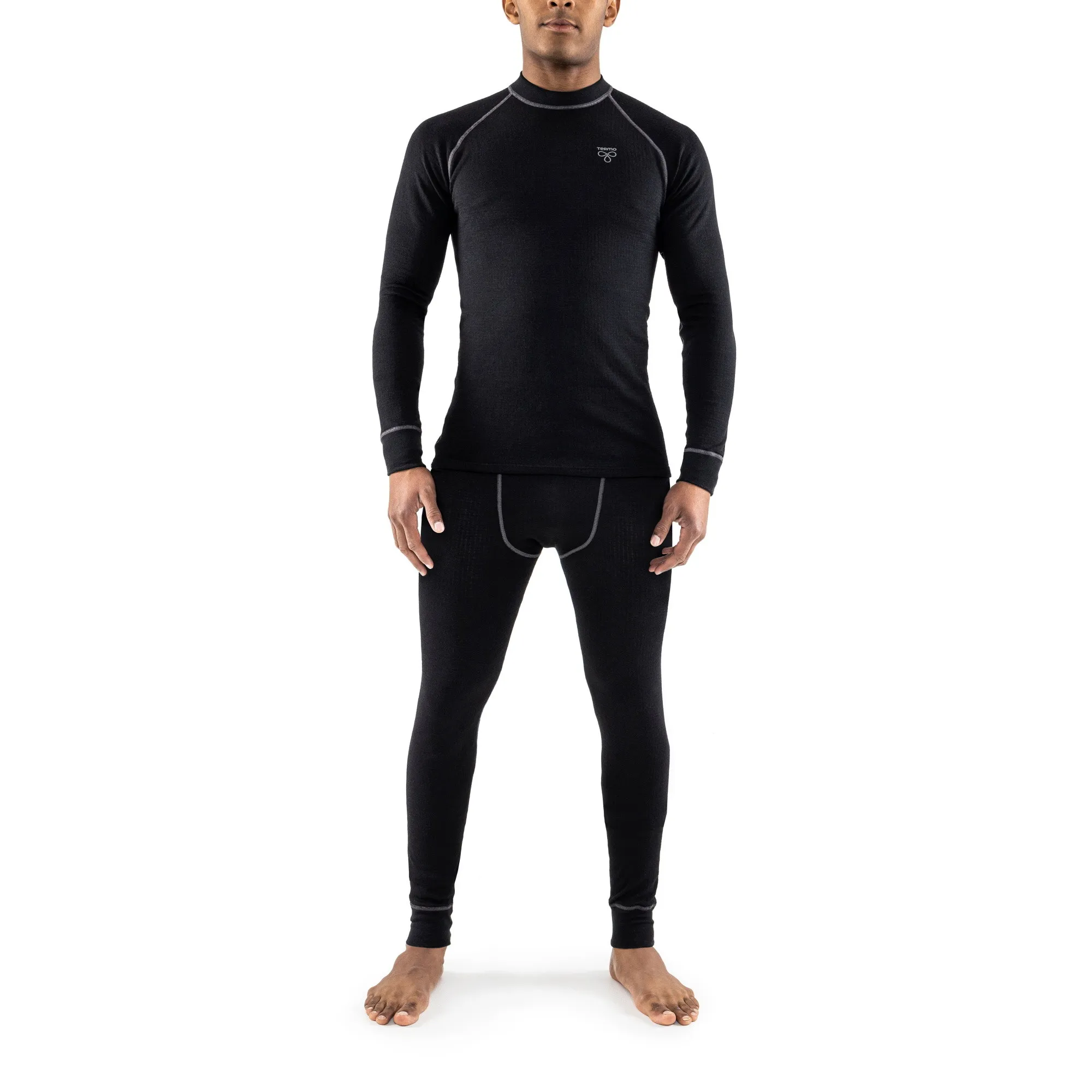 Termo Wool Set Round Neck Long Johns Black | Buy Termo Wool Set Round Neck Long Johns Black here | Outnorth