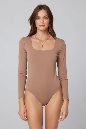 The Long Sleeve Bodysuit by Saltwater Luxe - Chai