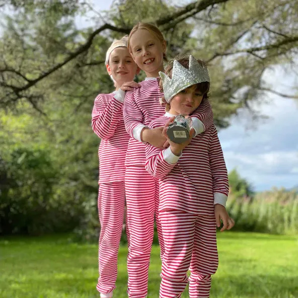 Waffle top & pants set- candy cane: Size 4-5Y