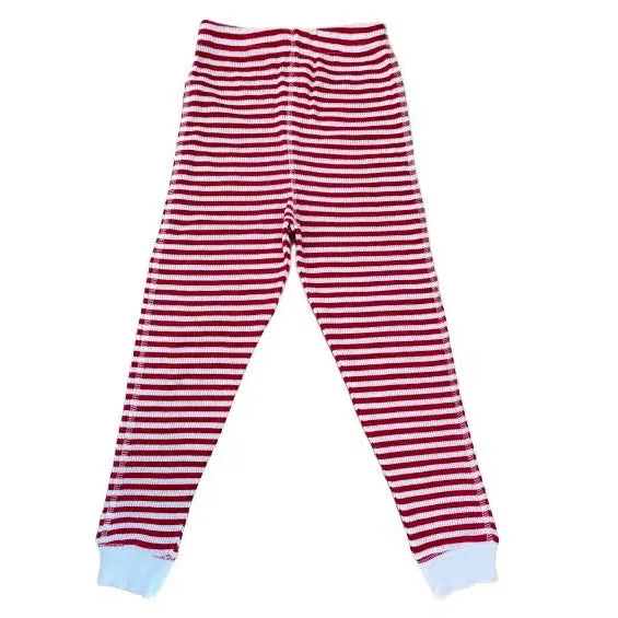 Waffle top & pants set- candy cane: Size 4-5Y