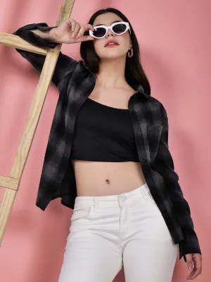 Women Black Check Cotton Shirt