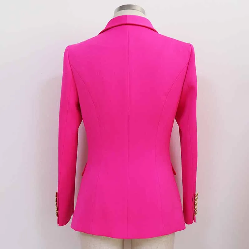 Women Coats Rosy Pink Jacket Long Sleeves Blazer Breasted Coat