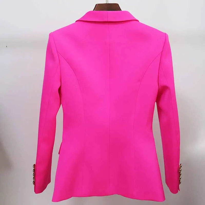 Women Coats Rosy Pink Jacket Long Sleeves Blazer Breasted Coat