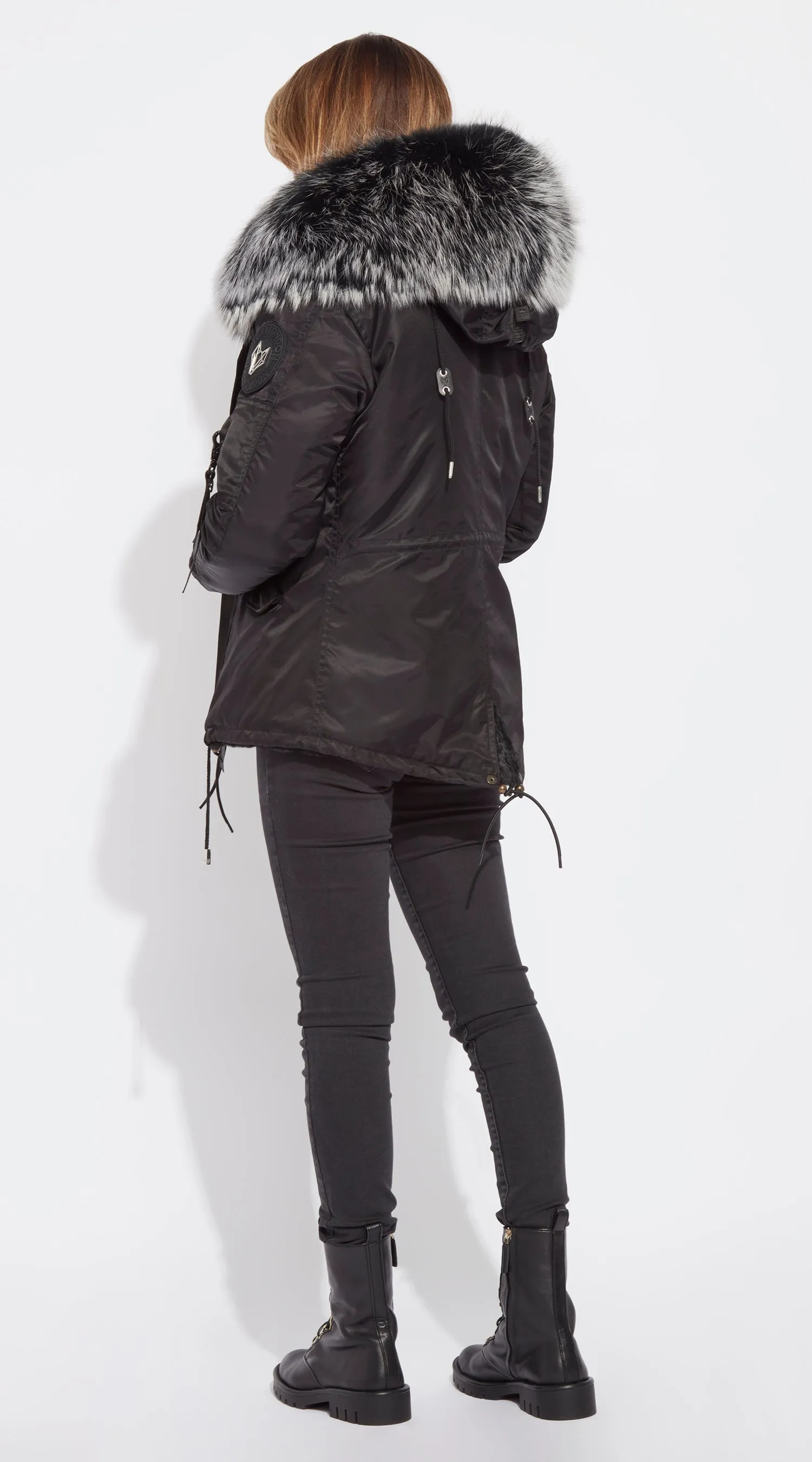 Womens Black Water-Repellent Luxy Fur Parka - Black Mist