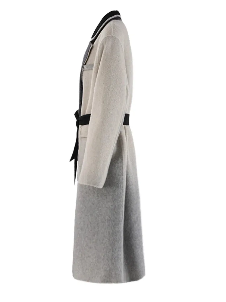 Women's Tuxedo Wool Blend Wrap Coat