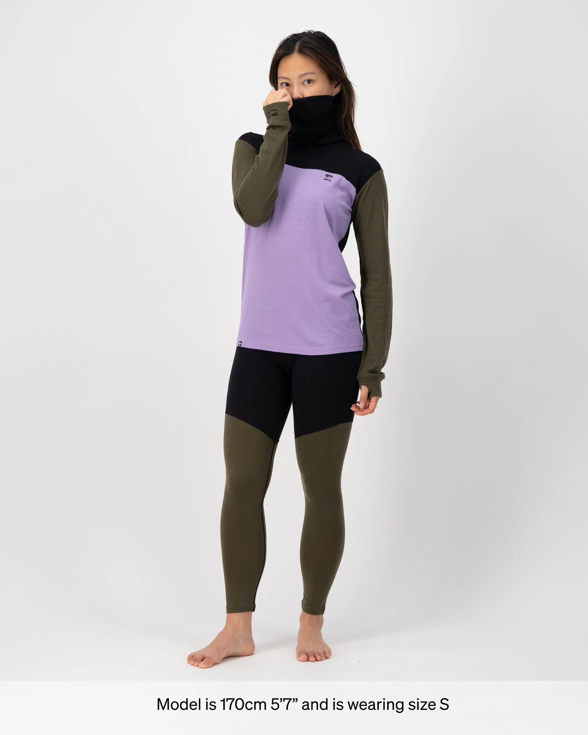 Yotei Merino High Neck Long Sleeve - Lupin / Dark Olive / Black